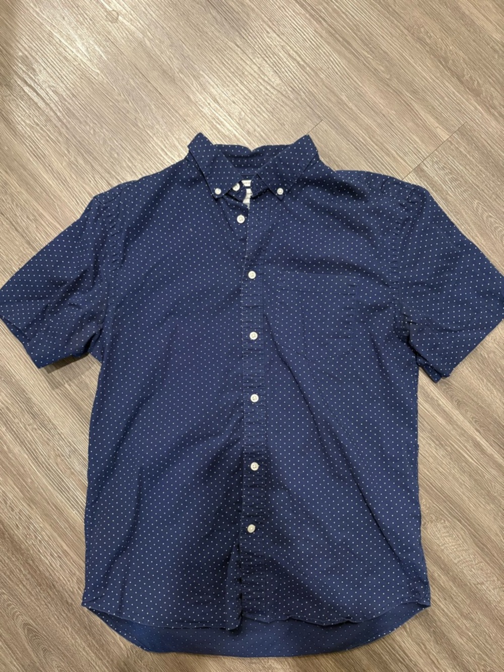 Old Navy The Classic Shirt Slim Fit Navy Blue Polka Dot Button Down M
